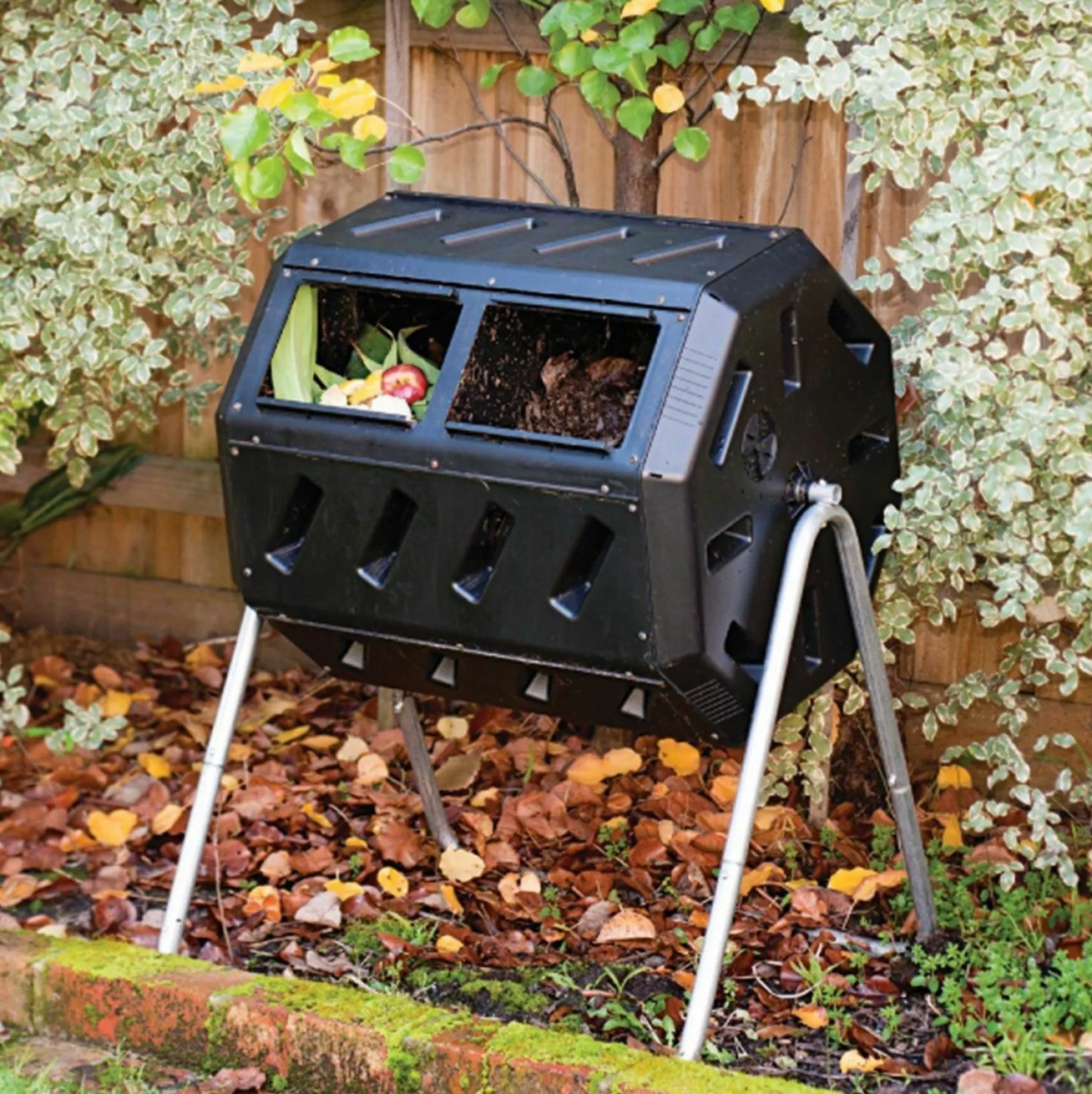 Black Steel Compost Tumbler | Organic Garden Food Composter