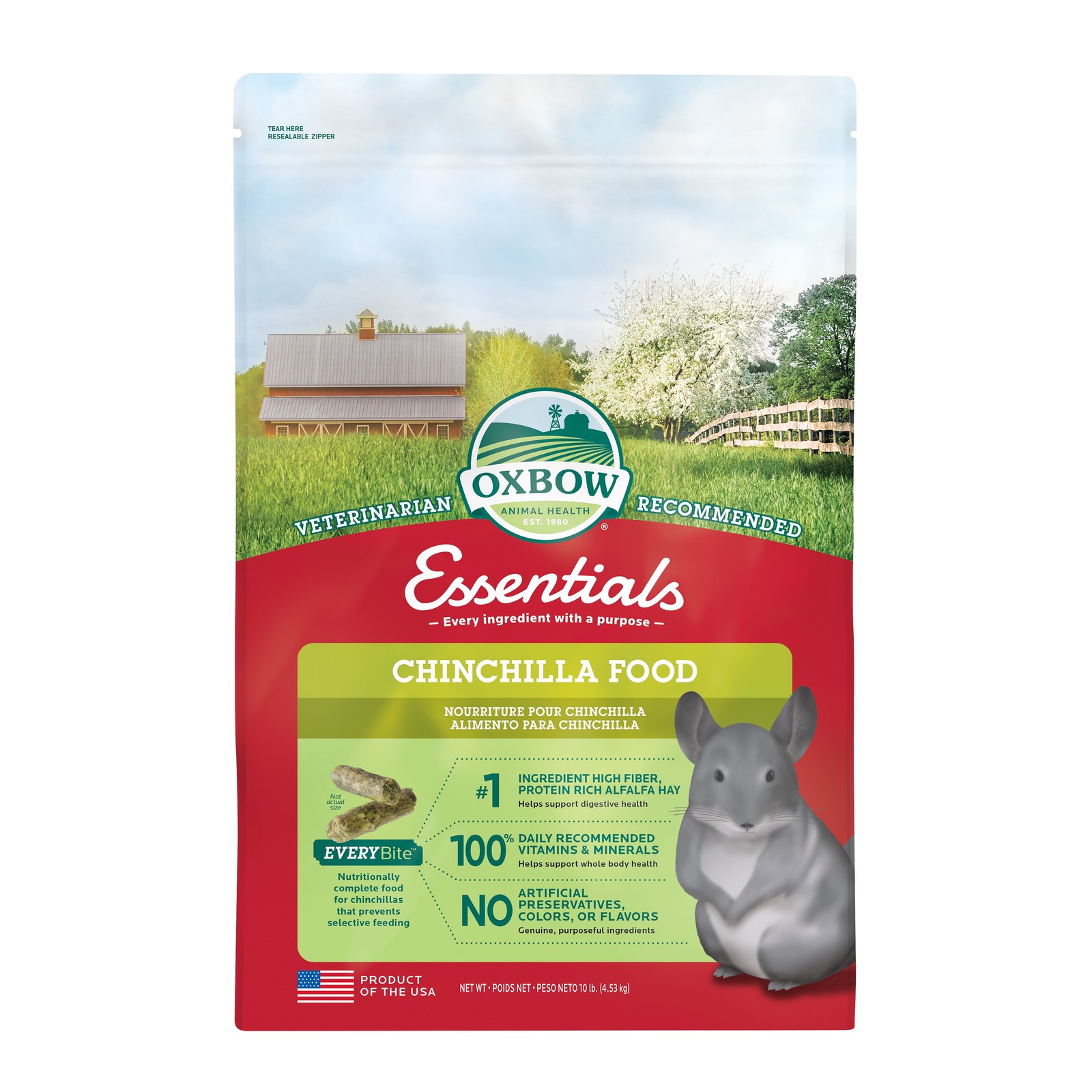 Oxbow Essentials Chinchilla Dry Food - 10 Pound Bag