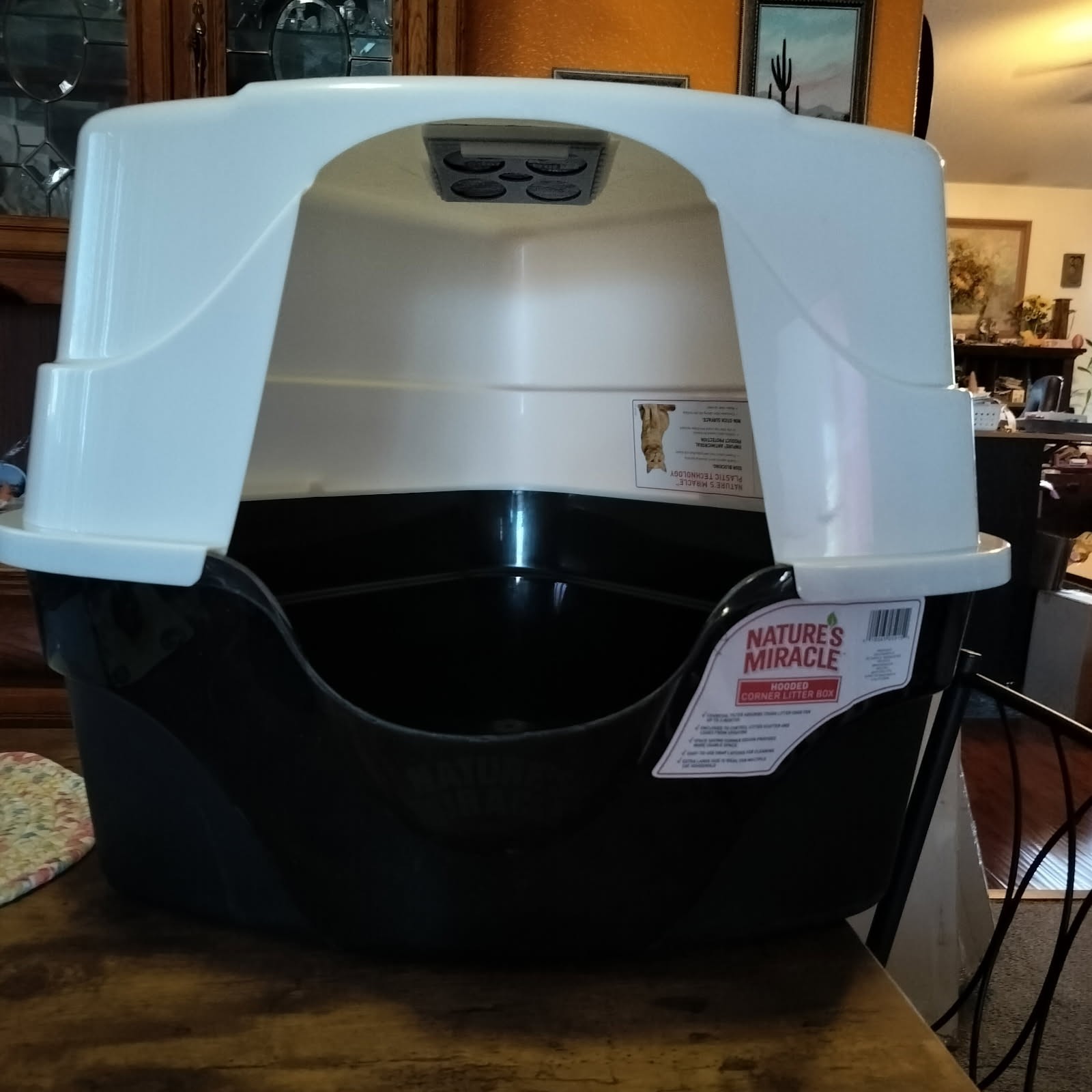 Nature's Miracle Hooded Corner Multi-Cat Litter Box with Cha...