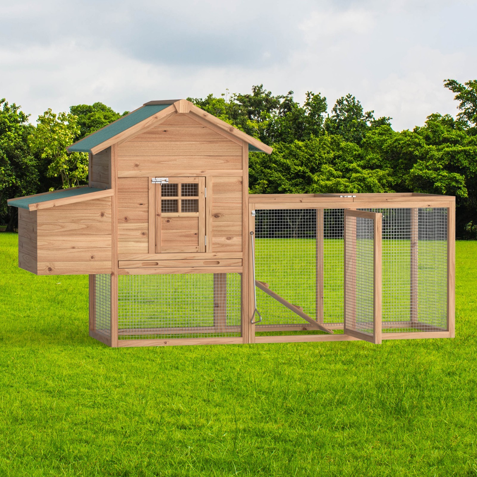 Chicken Coop Nest Box Hen House Poultry Pet Hutch, 80" Outdo...