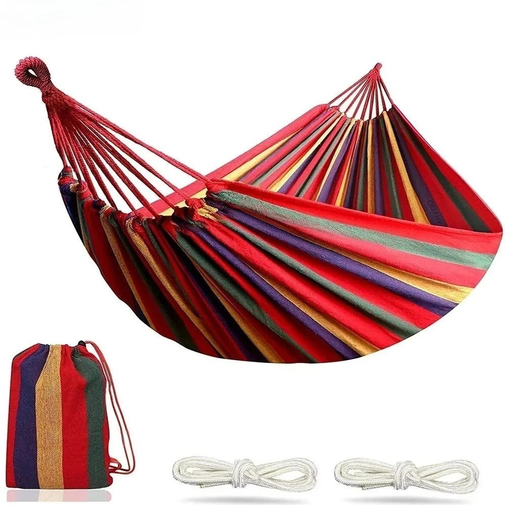 Double Hammock Canvas Cotton Hammock for Two Patio Garden