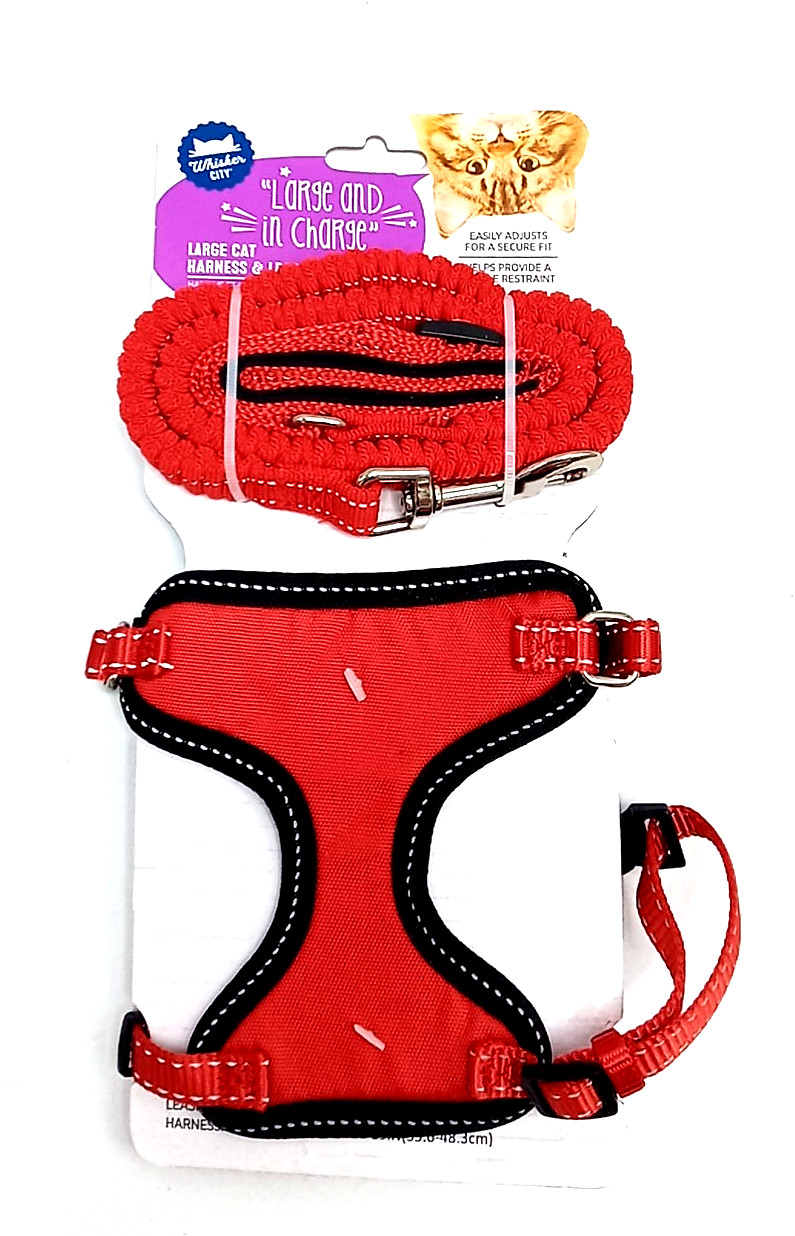 Whisker City Cat Harness & Leash Combo Size Large/XL Red Gir...