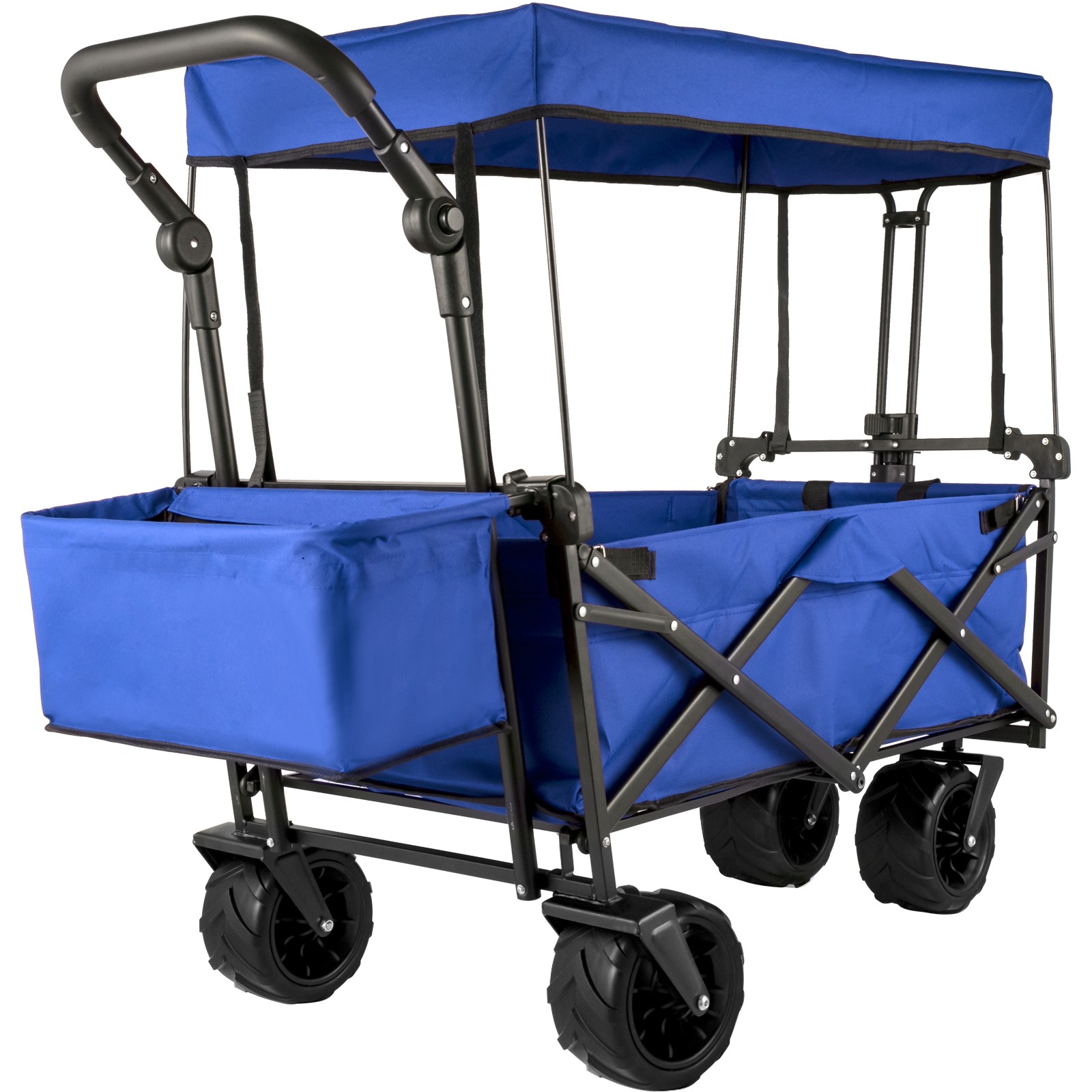 Collapsible Garden Cart with Canopy - Beach Capacity 220 lbs
