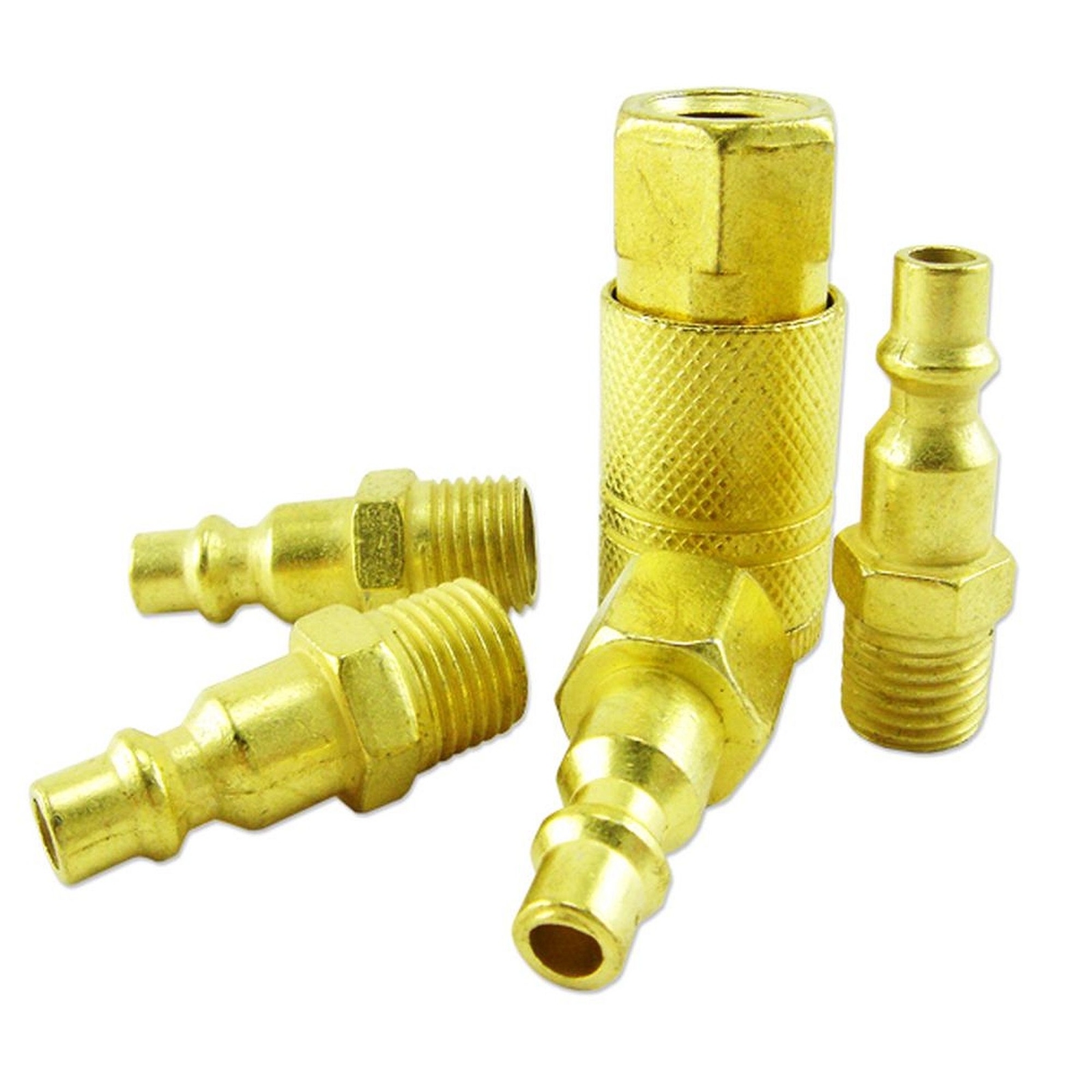Air Hose Fittings 5 Piece Brass Quick Couplers, Tooluxe 3021...