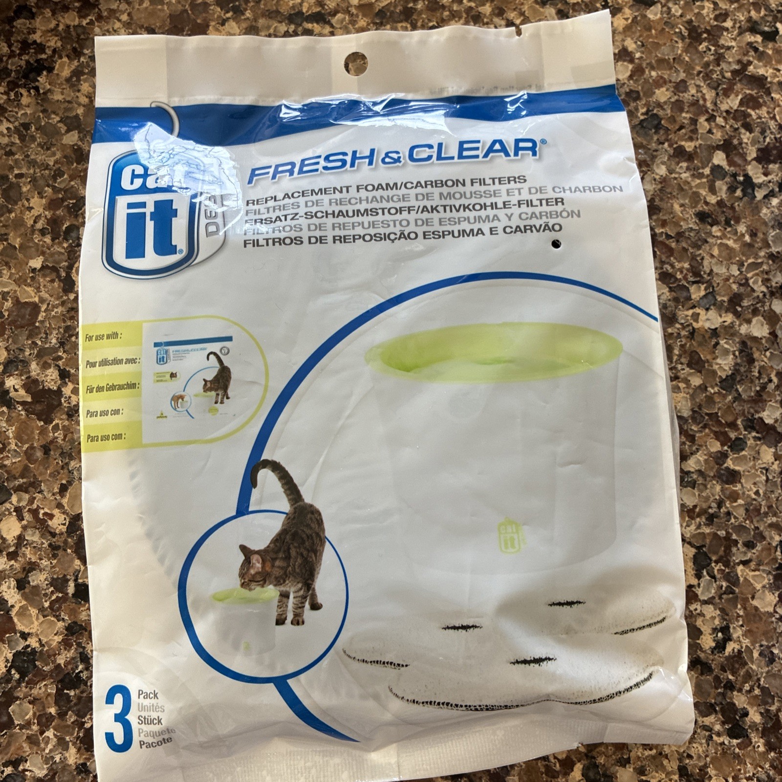 Catit Fresh & Clear Fountain Foam Carbon Filter 3pk 55601
