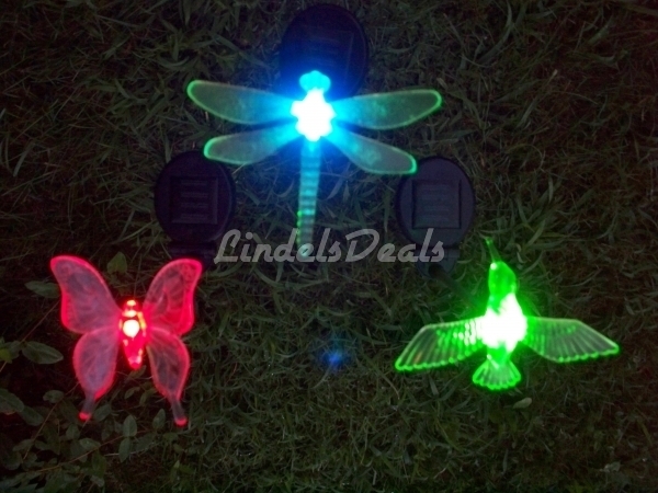 Solar Powered Hummingbird/Dragonfly/Butterfly Color Changing...