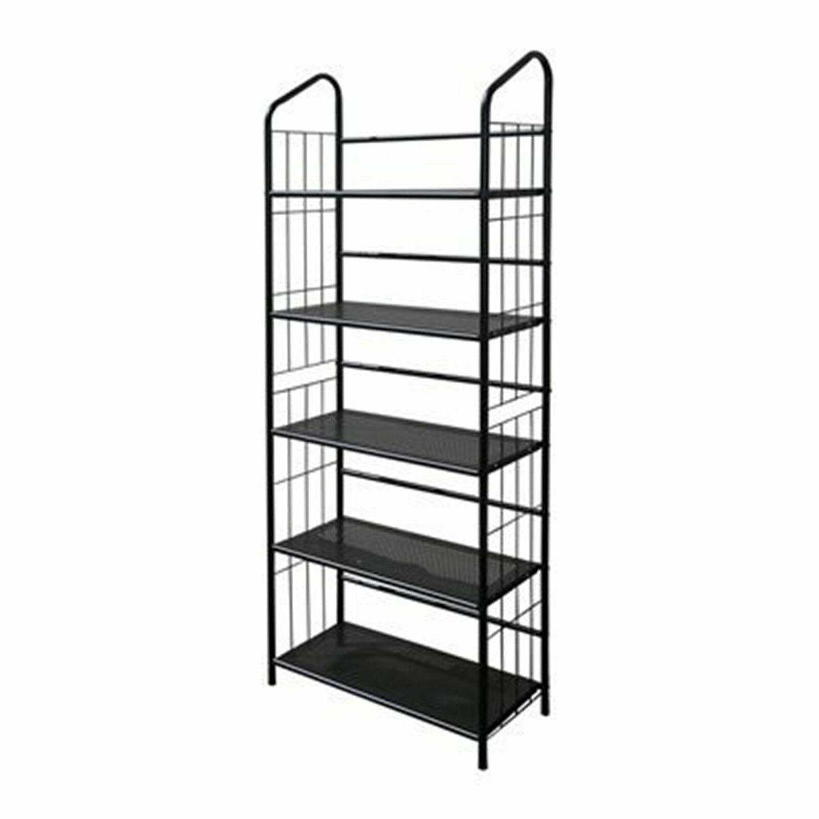 Black Outdoor Patio 5-Tier Metal Bookcase