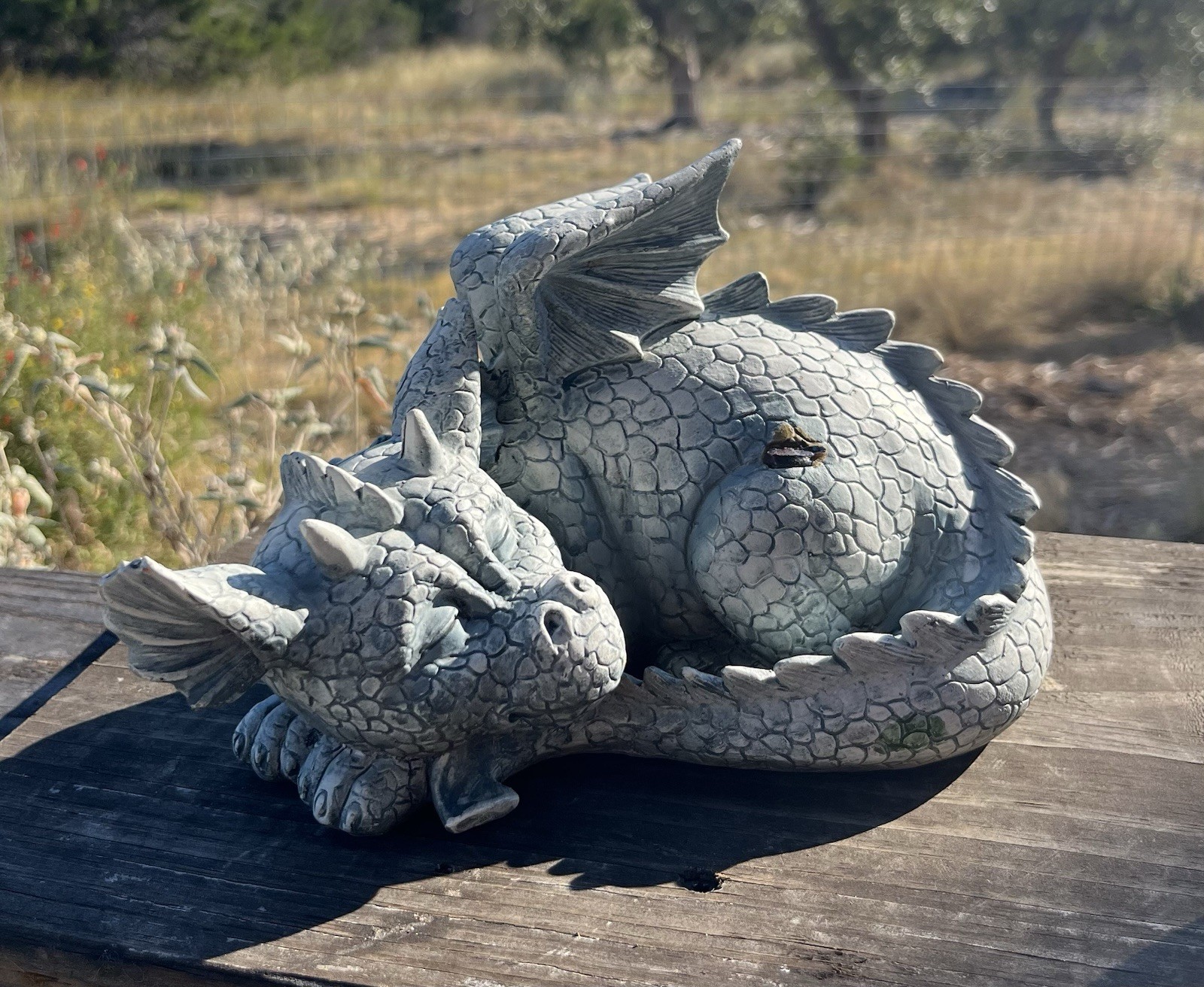 Sleeping Baby Dragon Garden Statue