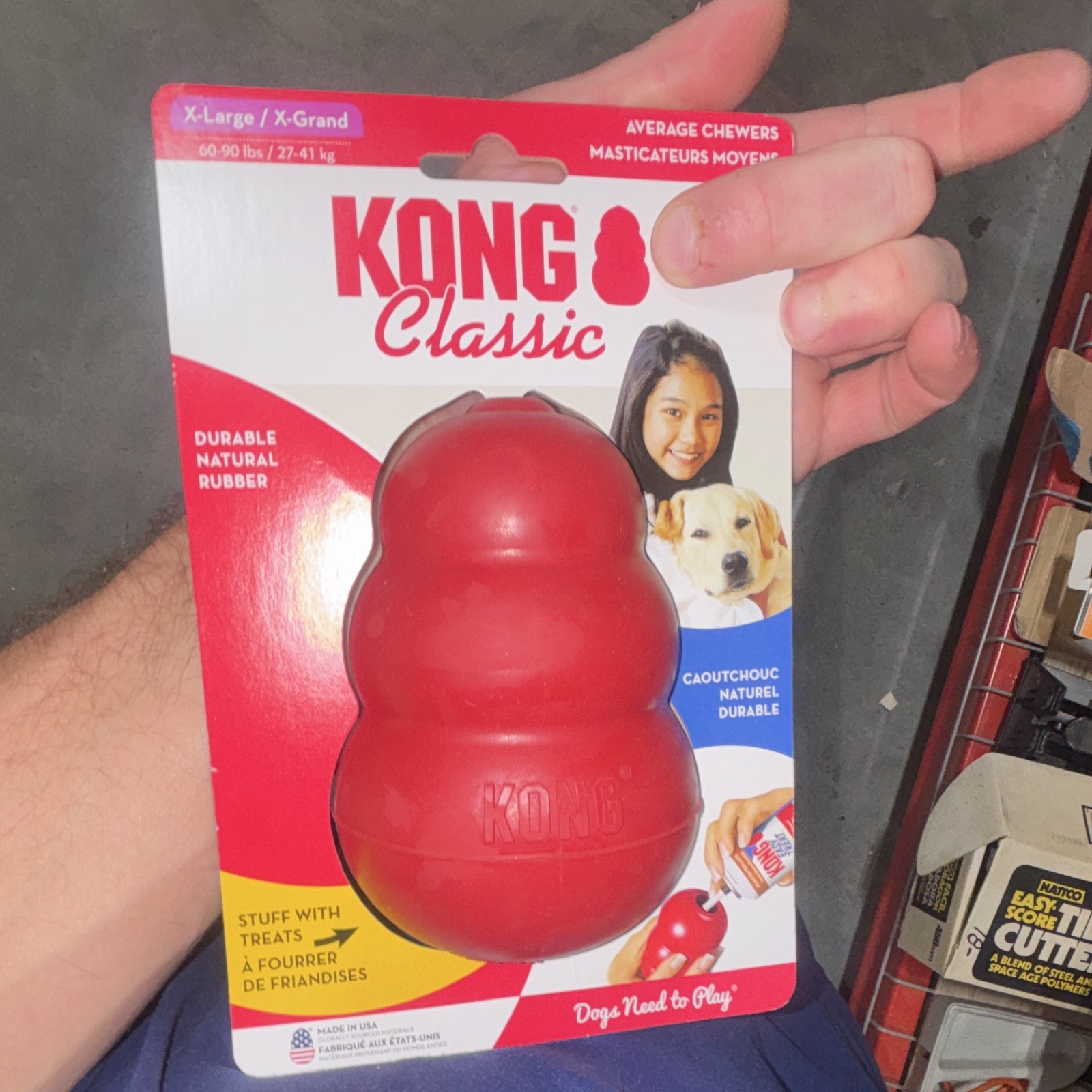 KONG XL Red Rubber Treat Dispensing Chew Toy - 60-90 lbs