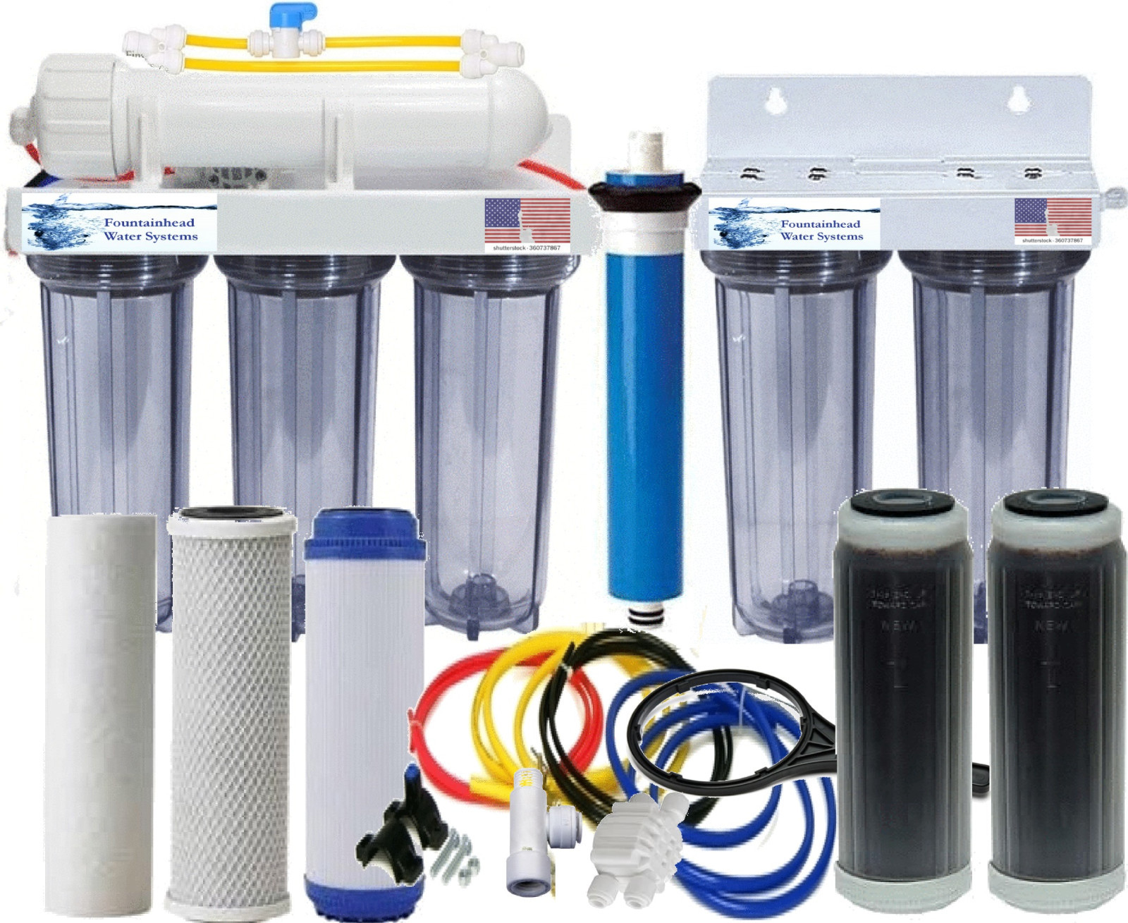 Reverse Osmosis Dual DI 6 Stage Aquarium System Manual Flush...