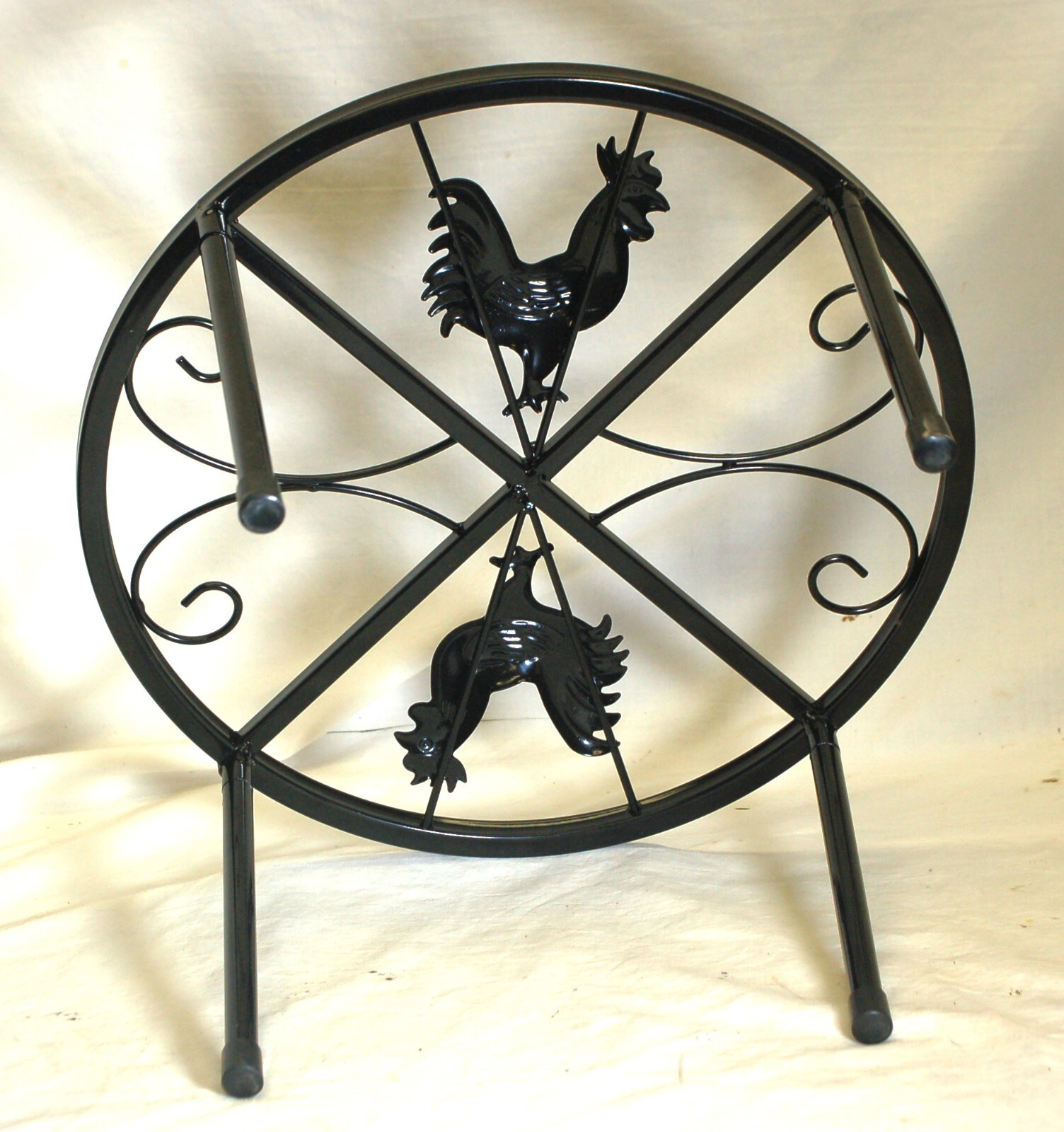 Metal Rooster Chicken Plant Stand - Black Home Garden Patio