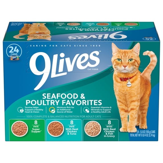 9Lives Seafood & Poultry Favorites Wet Cat Food Variety Pack...