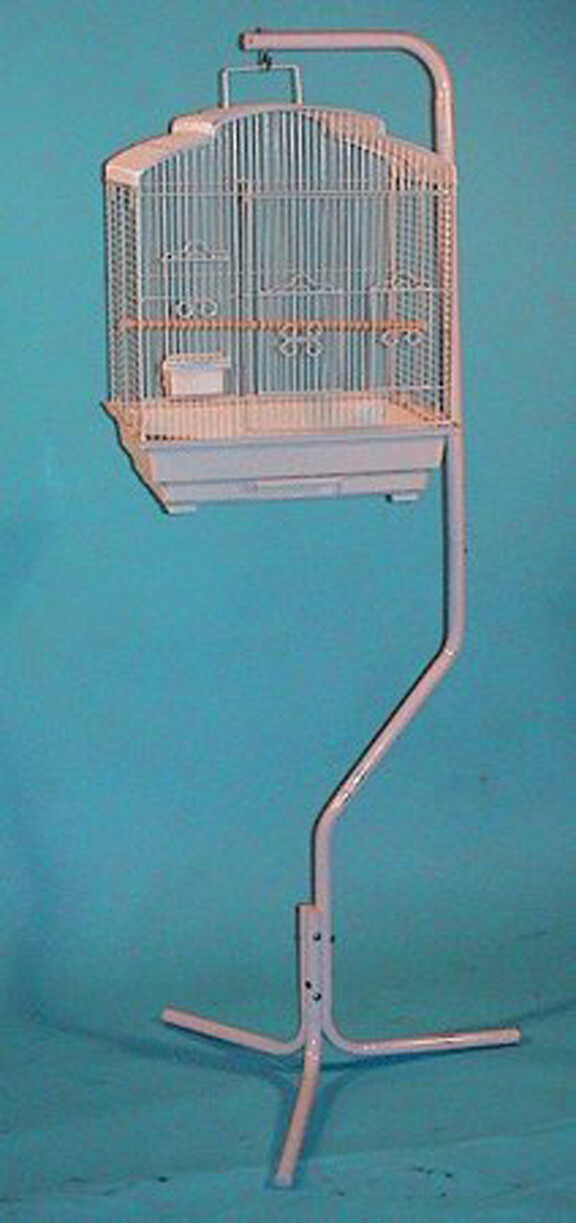 Bird Flight Cage Metal Hook Hanging Stand White 4514-168