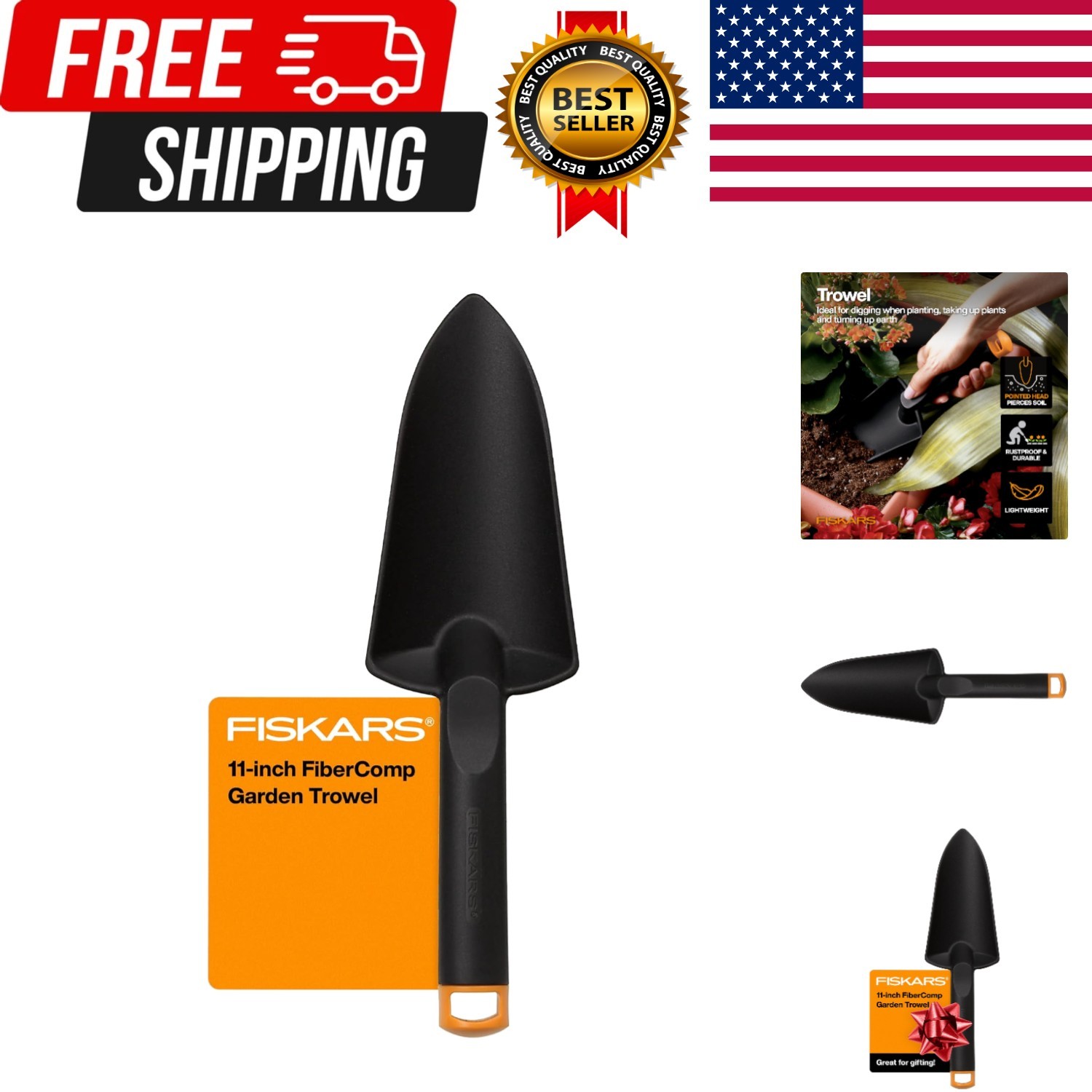 Fiskars Hand Trowel - Composite Gardening Tool With Hang Hol...
