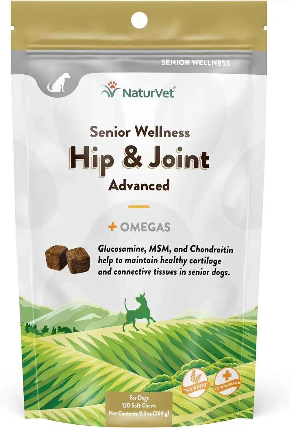 NaturVet Senior Dog Hip & Joint Soft Chews Glucosamine - 120...