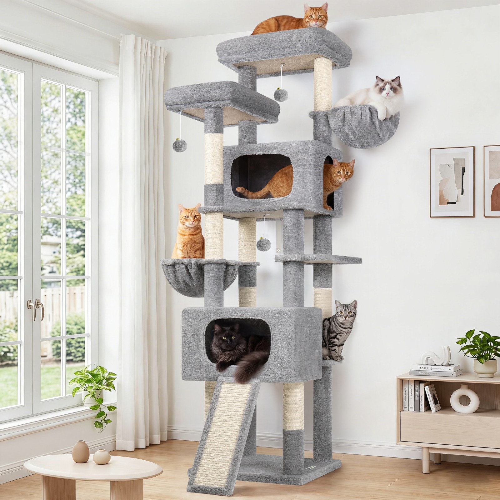 77-Inch Cat Scratch Tower for Large Cats, Multi-Level Heavy...