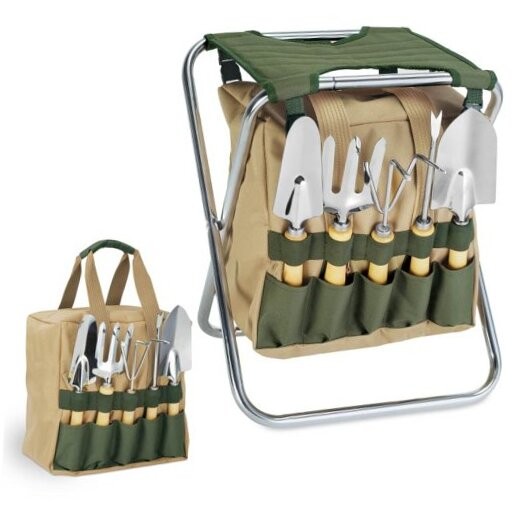 Garden Tool Set - 5 Pieces Set Includes Tote Bag & Foldable...
