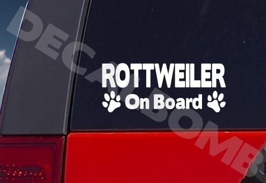 Rottweiler On Board Paw Print Decal Sticker Dog Puppy