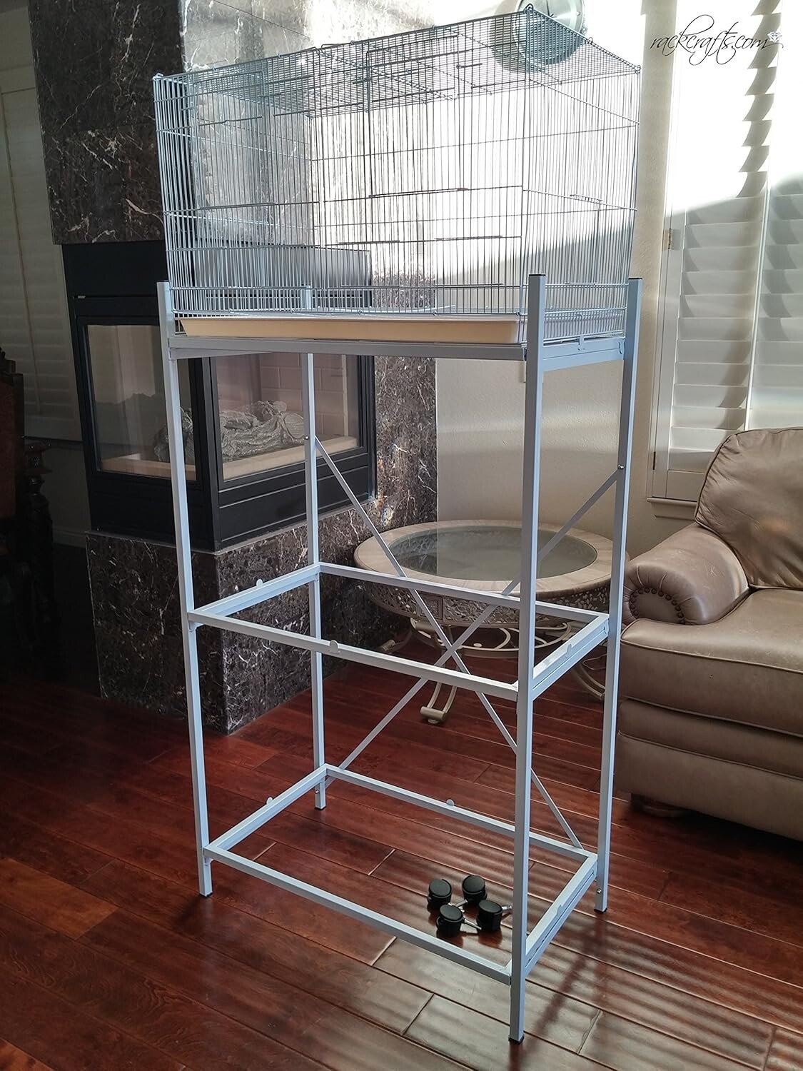 XL Triple Metal Bird Cage Stand With Wheels
