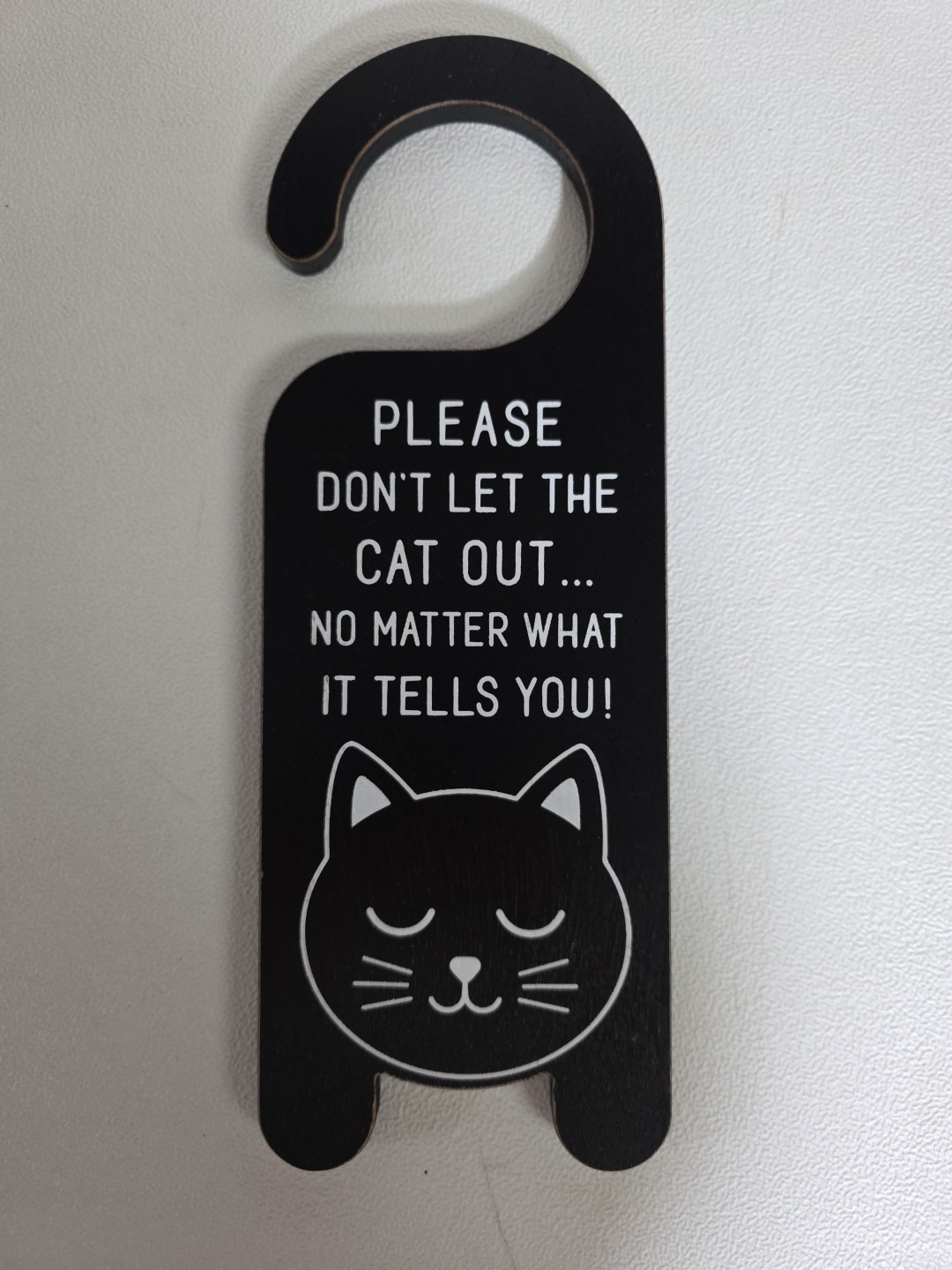 Cat Door Sign - Please Don't Let the Cat Out - Black With Wh...
