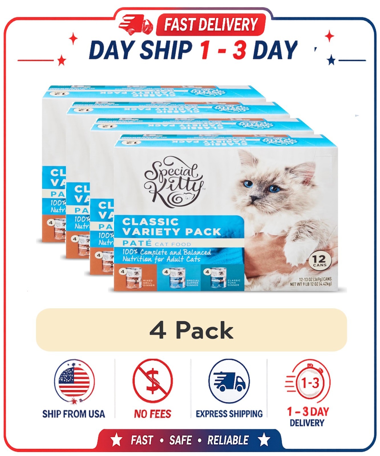 Special Kitty Classic Variety Pack Pate Cat Food, 13 Oz Cans...