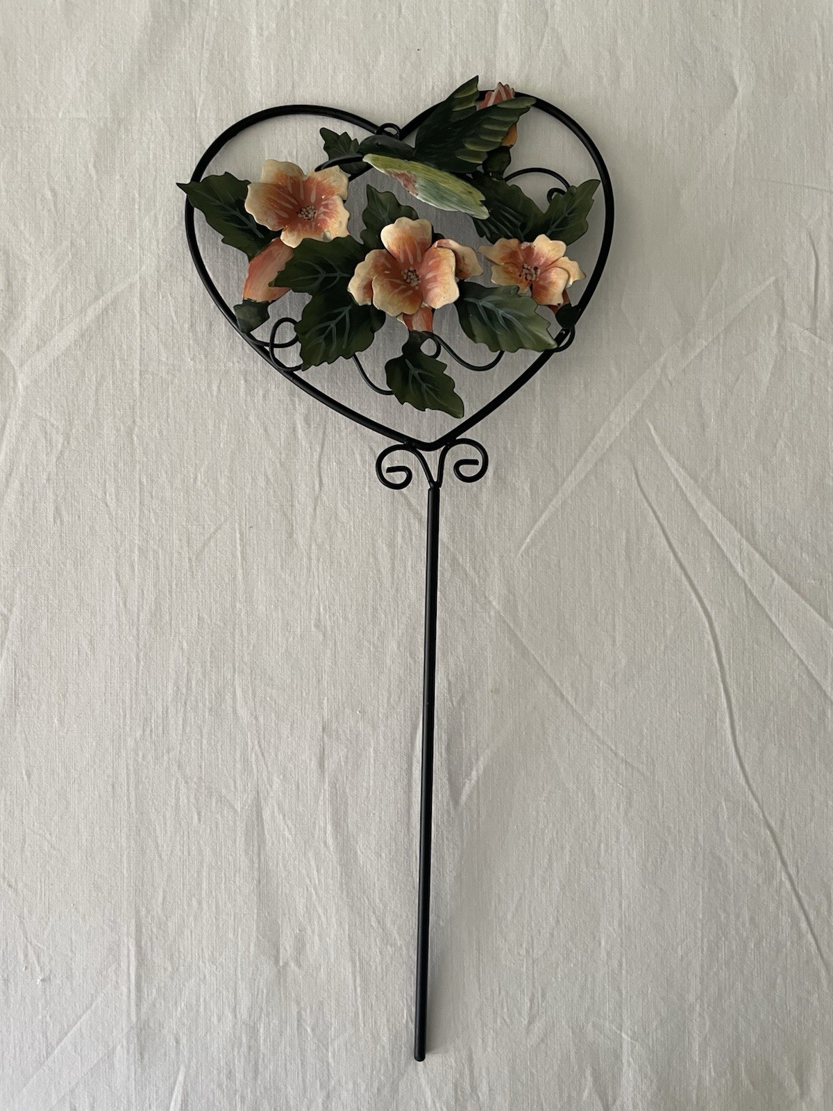 Hummingbird Bird Planter Garden Stake Decor Metal