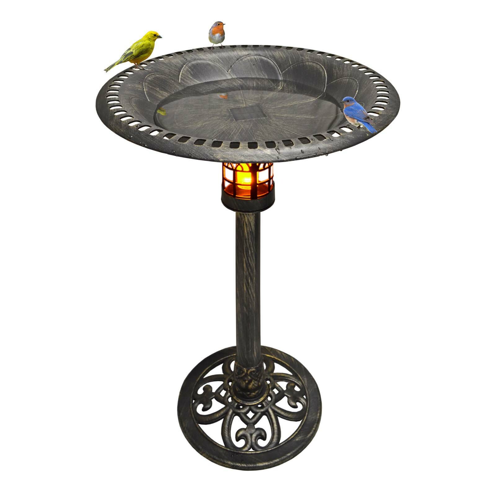 Solar Lighted Bird Bath for Yard and Garden - Antique Brushe...