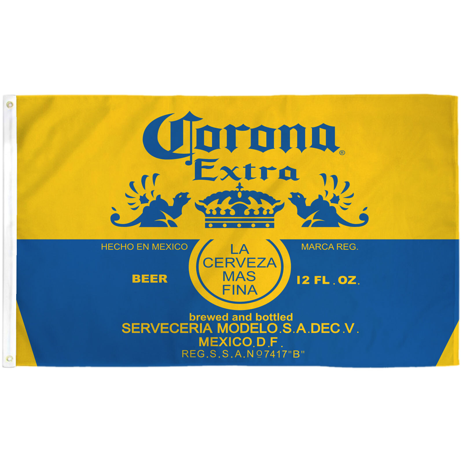 Corona Extra Blue/Gold Flag Polyester Flag (3x5 ft)