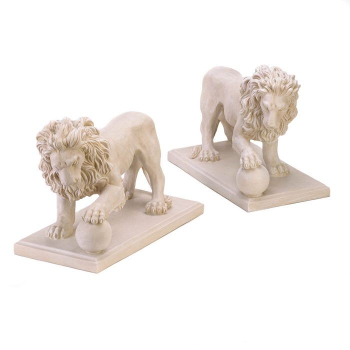 Regal Lion Statue Duo Paw Orb (2pc)