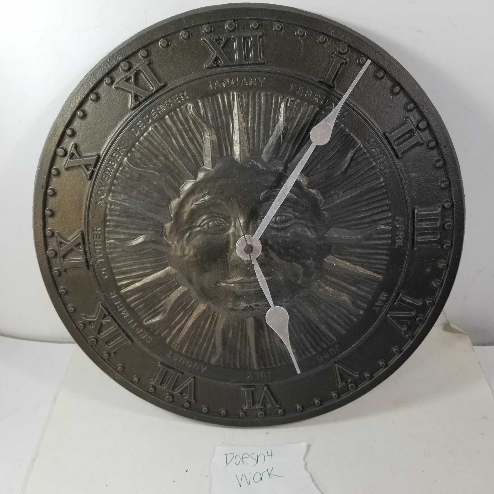 Vintage Whitehall Products Sun Clock Sundial, French Bronze...