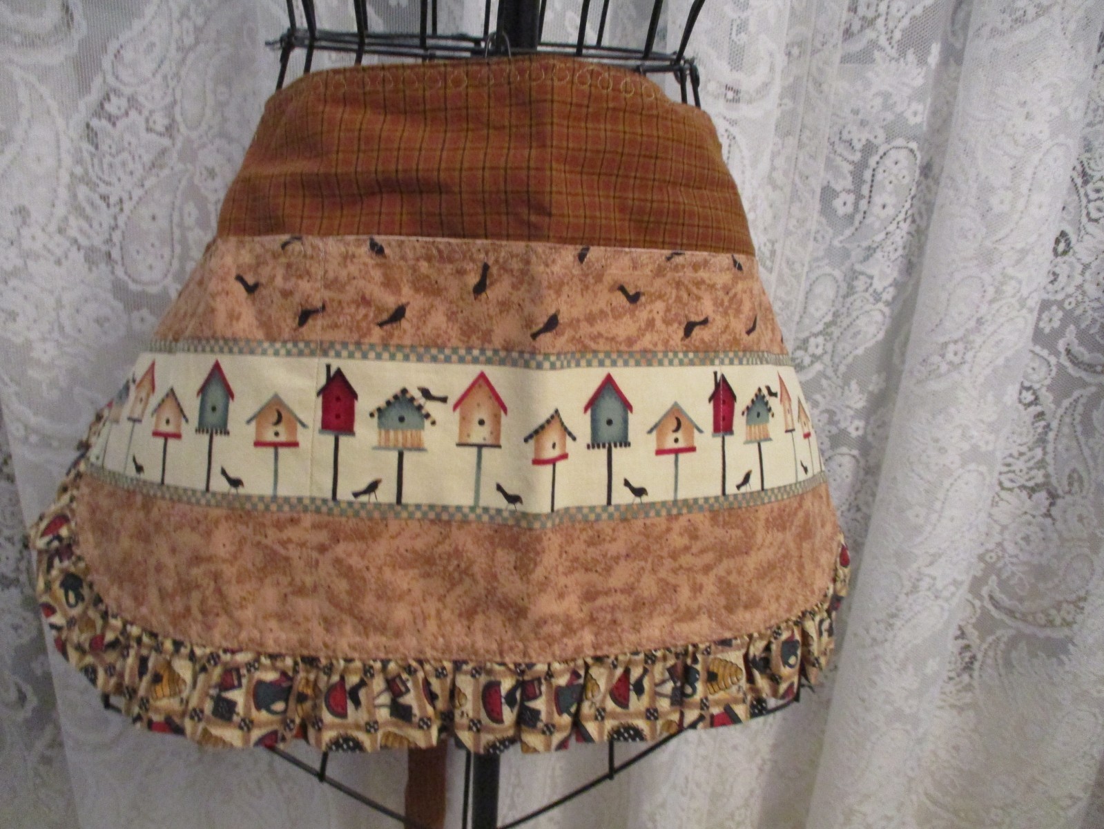 Handmade Garden Waist Half Apron with Three Large Pockets