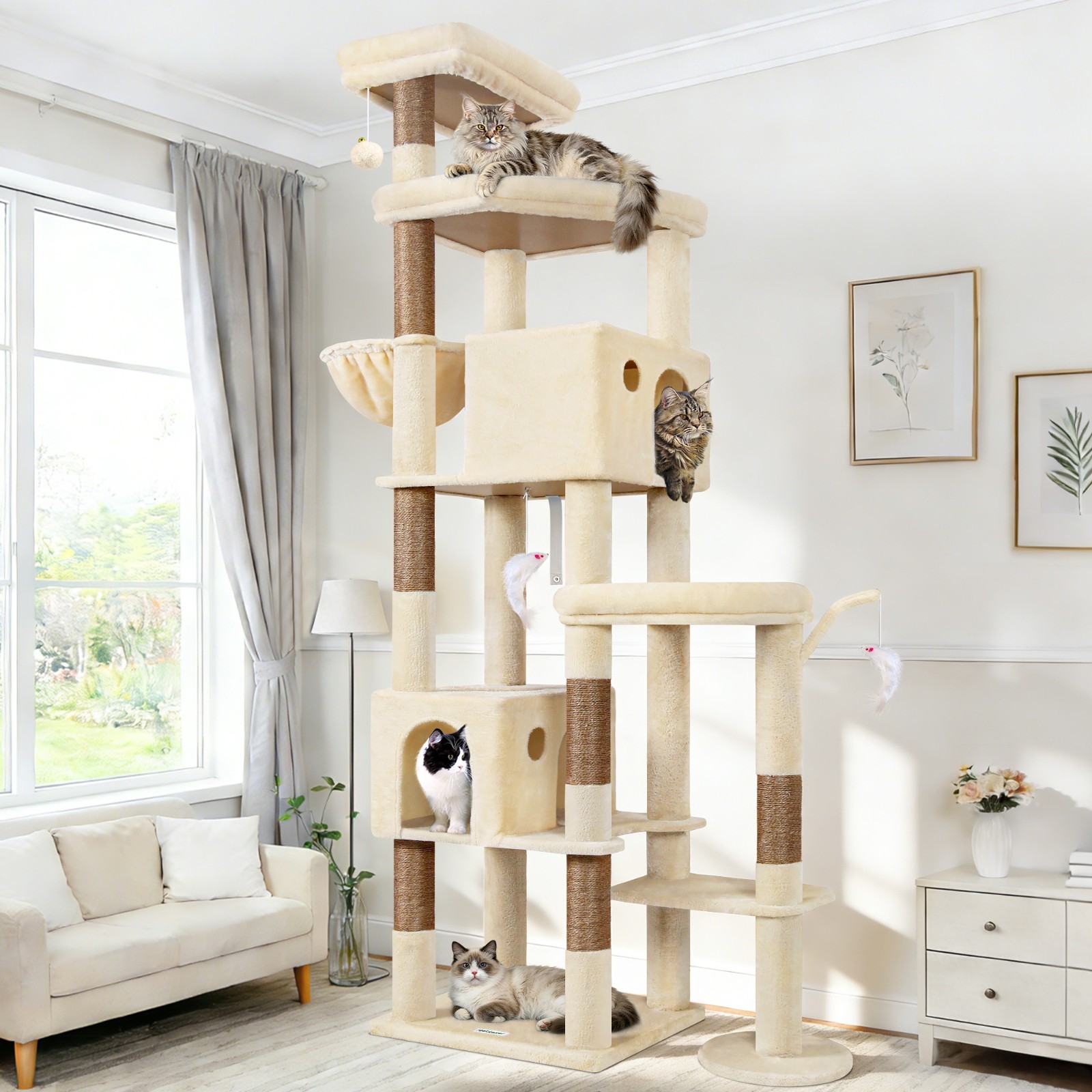 Cat Tree Tower 83 Inch for Large Cats, Big Cat Tree for Mult...