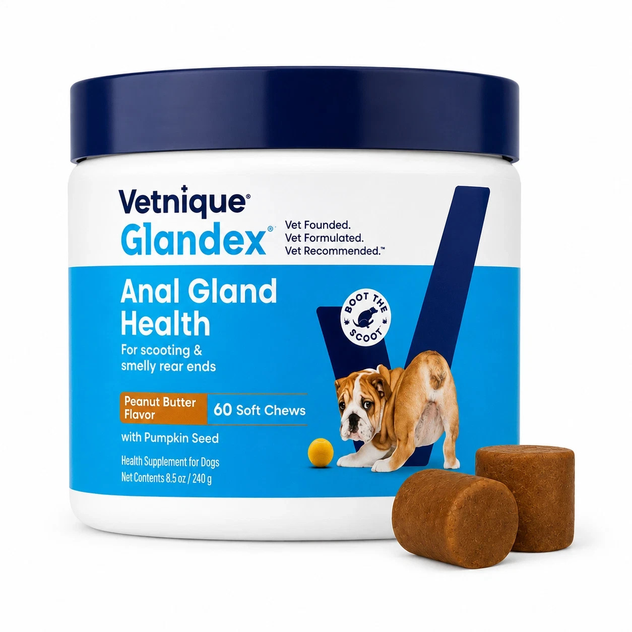 Vetnique Glandex Peanut Butter Soft Chews for Dogs - Anal Gl...