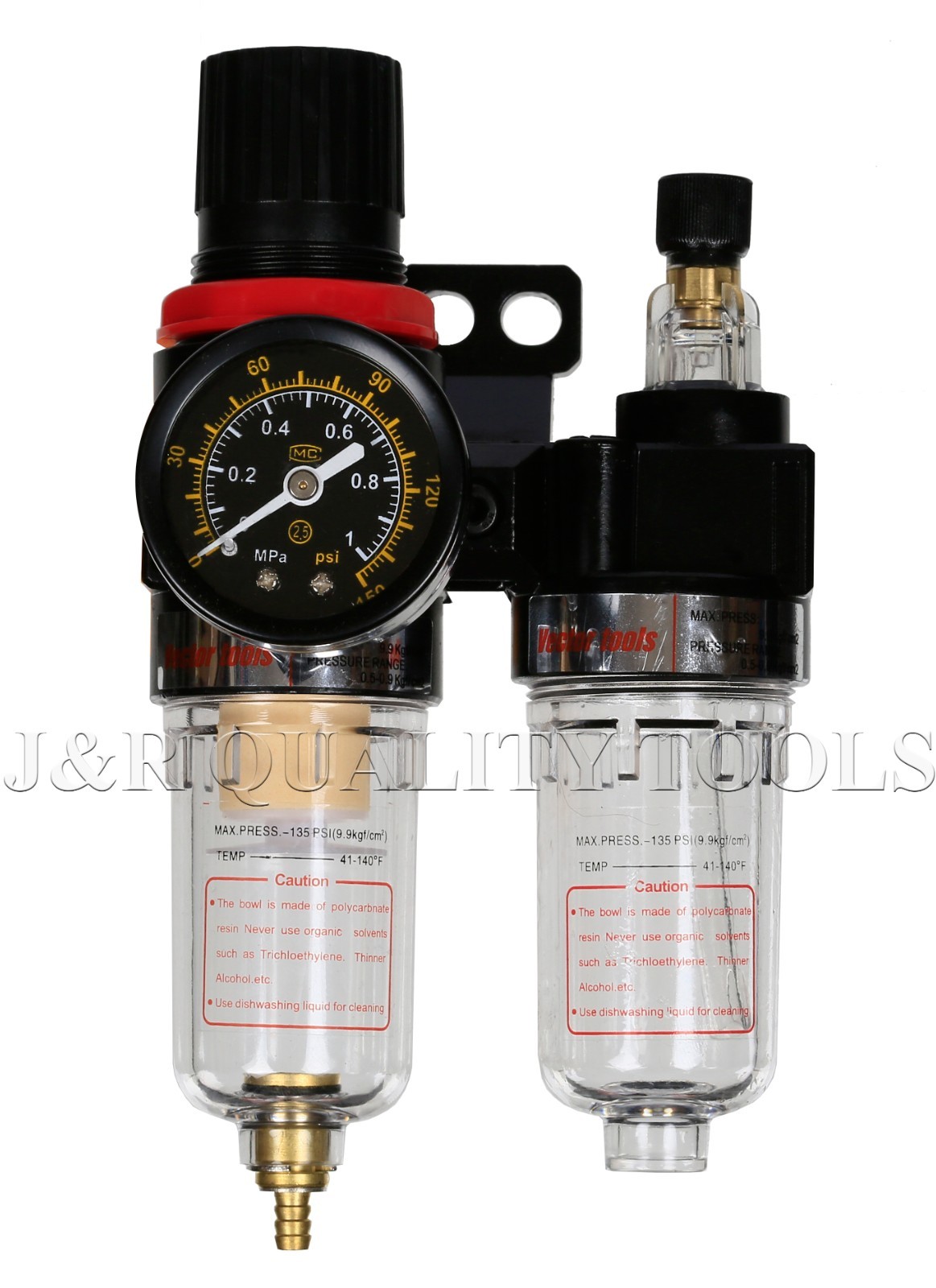 1/4" Air Filter Regulator Lubricator Twin Unit Water Trap Oi...