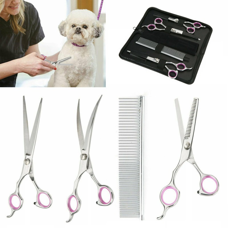 Professional Pet Dog Grooming Scissors Set: Straight & Curve...