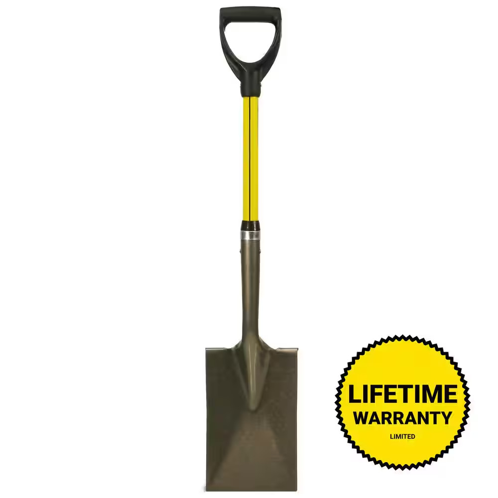 Classic Fiberglass Handle Garden Spade, Heavy-Duty Steel Bla...