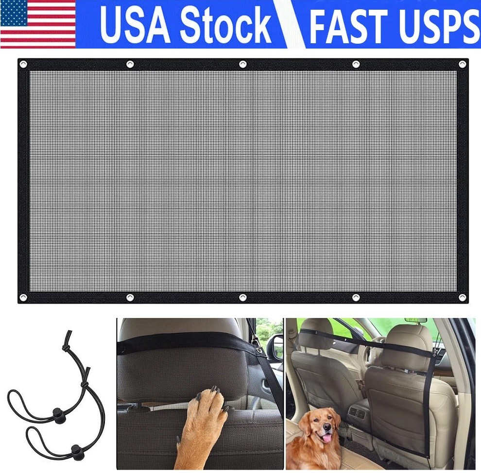Dog Car Net Barrier Pet Car Divider Back Seat Barrier Net Ve...