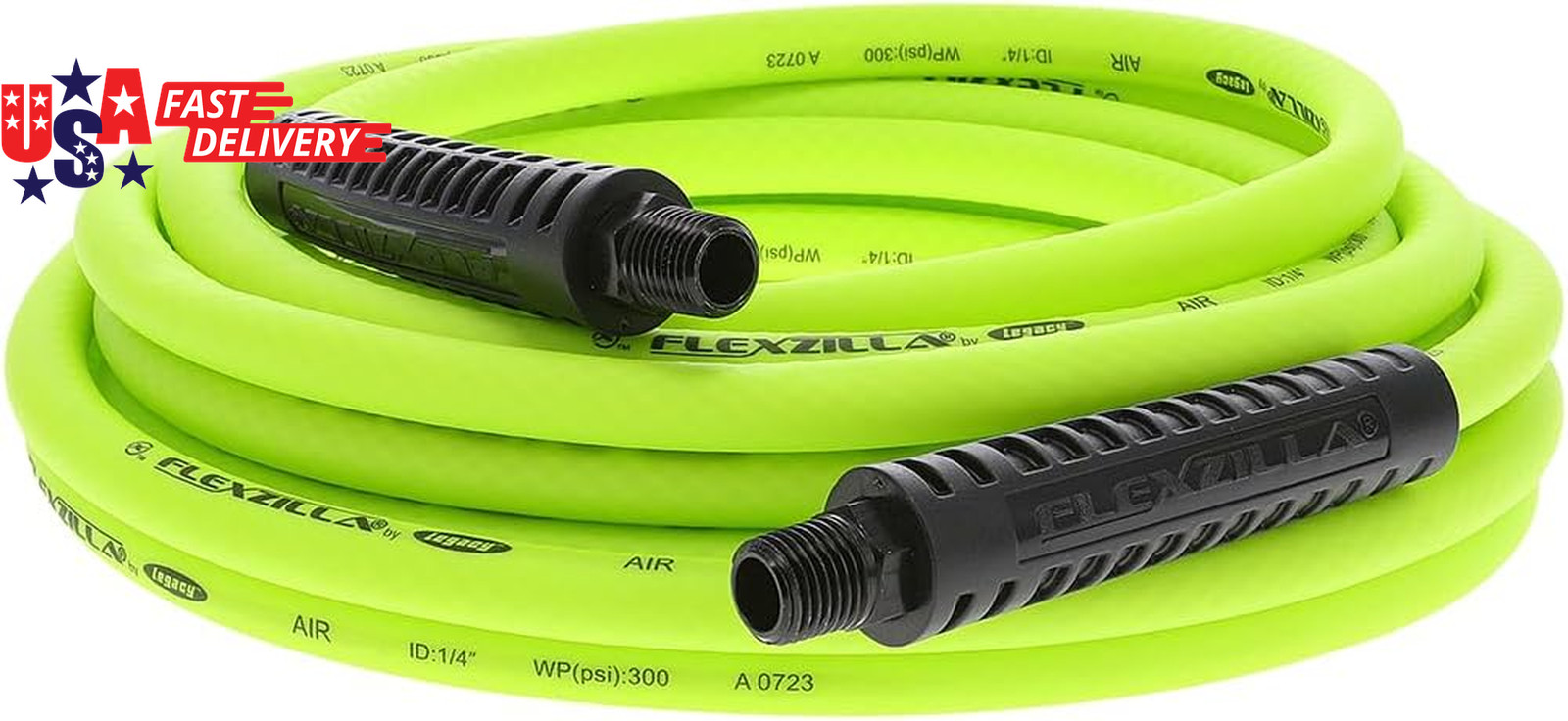 Air Compressor Hose, 3/8 In. x 25 Ft., 1/4 In. MNPT Fittings...