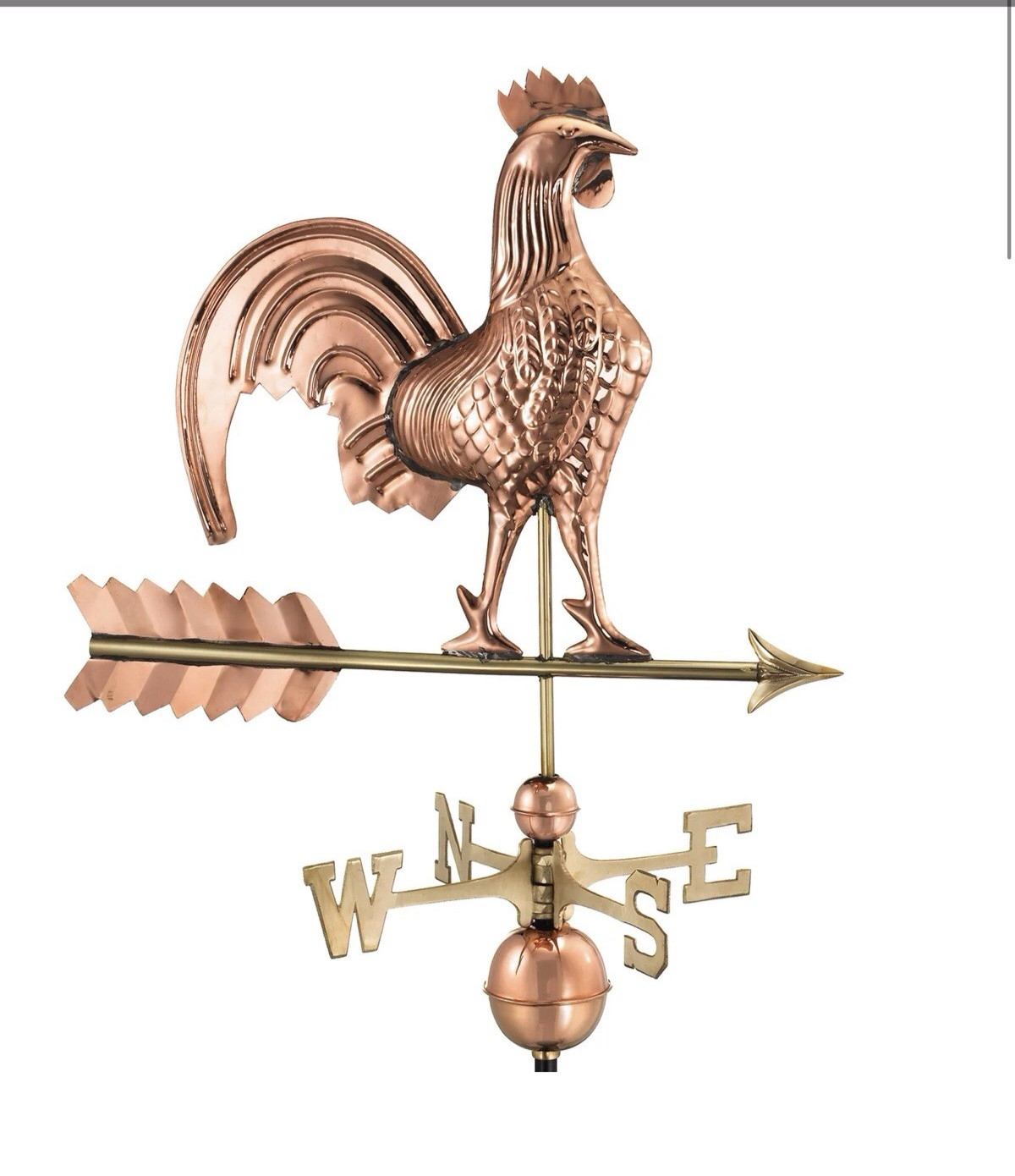 Polished Copper Rooster Weathervane - Model 501P