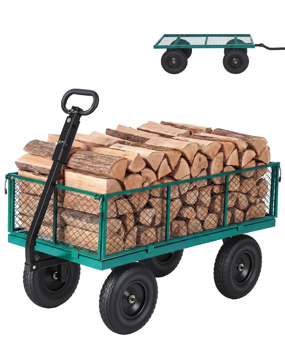 Heavy Duty Steel Yard Wagon Cart - 1000 lbs Outdoor Utility...