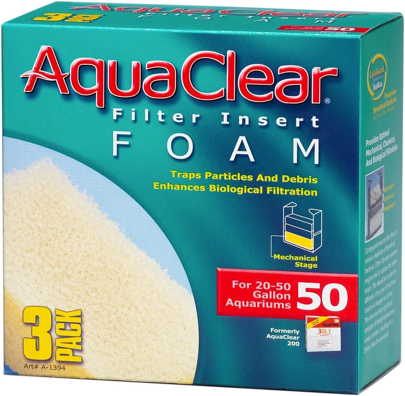 AquaClear 50 Foam Filter Inserts for Aquarium Replacement Me...