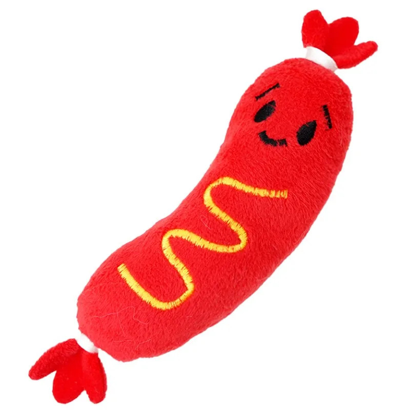 Dog Chewing Teeth Grinding Toy - Hot Dog Shape Plush Puppy T...