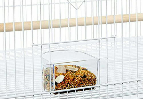 Bird Cage Seed & Water Feeder Cup, Clear Plastic (Set of 4)