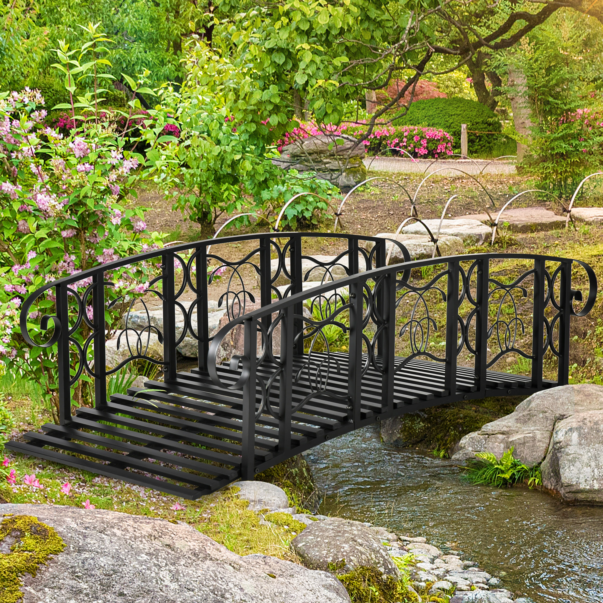 Outsunny Steel Pond Bridge - 6 Feet Capacity - Garden Suppor...