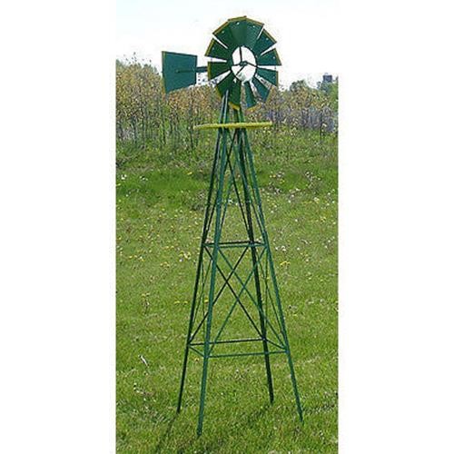 Metal Steel Wind Mill Outdoor Garden Decoration - 8 Foot Tal...