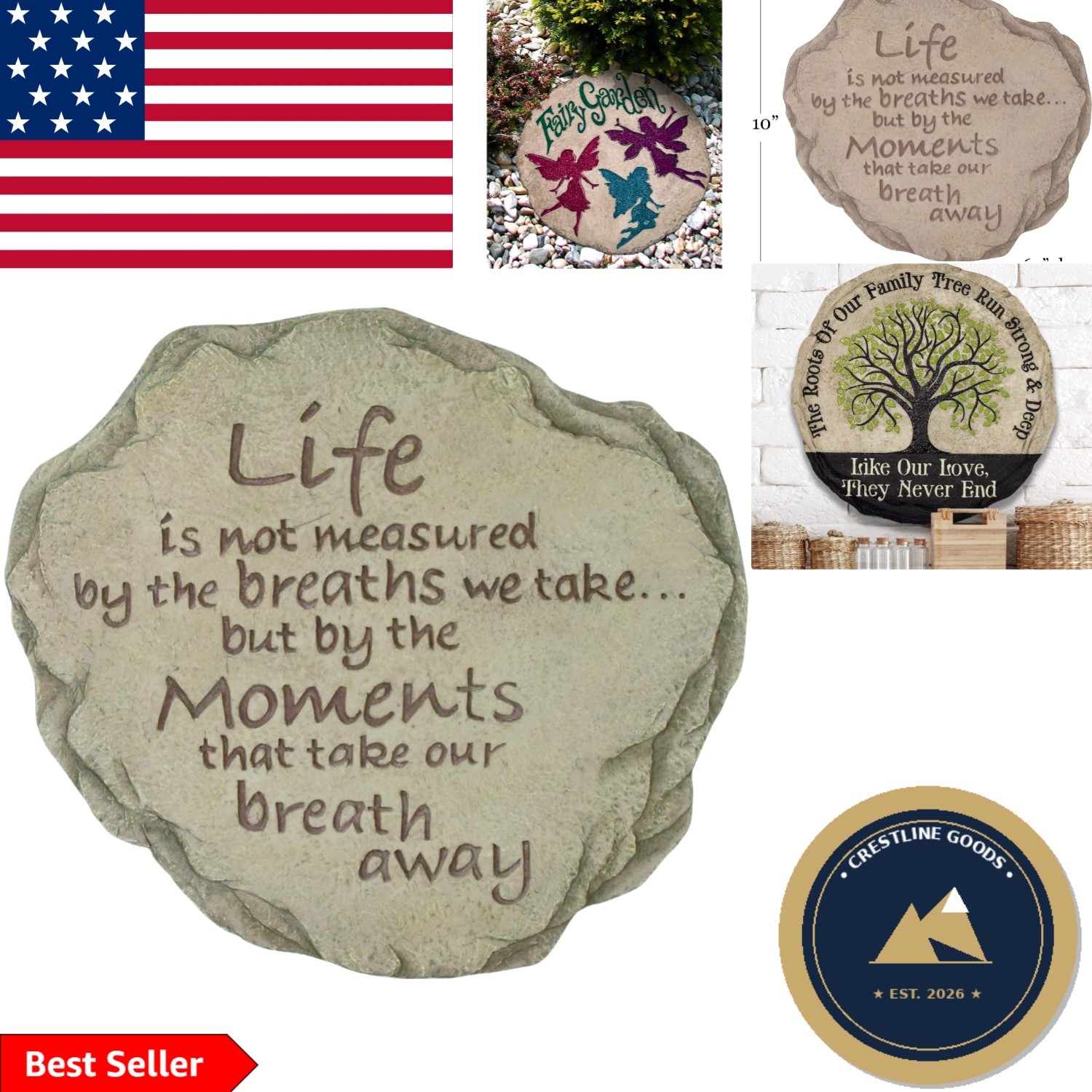 Weather-Resistant Garden Stepping Stone - Hand-Painted Life...