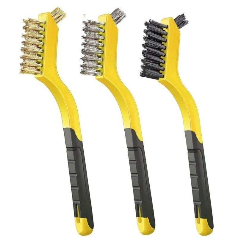Nylon, Brass & Steel Wire Brush Set 3-Piece