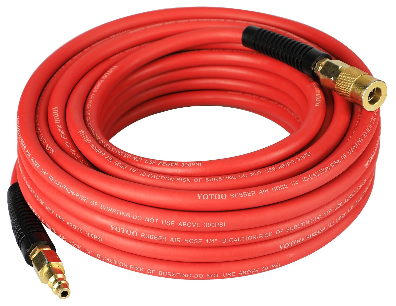 Heavy Duty Rubber Air Hose 1/4-Inch by 50-Feet, 300 PSI Air...
