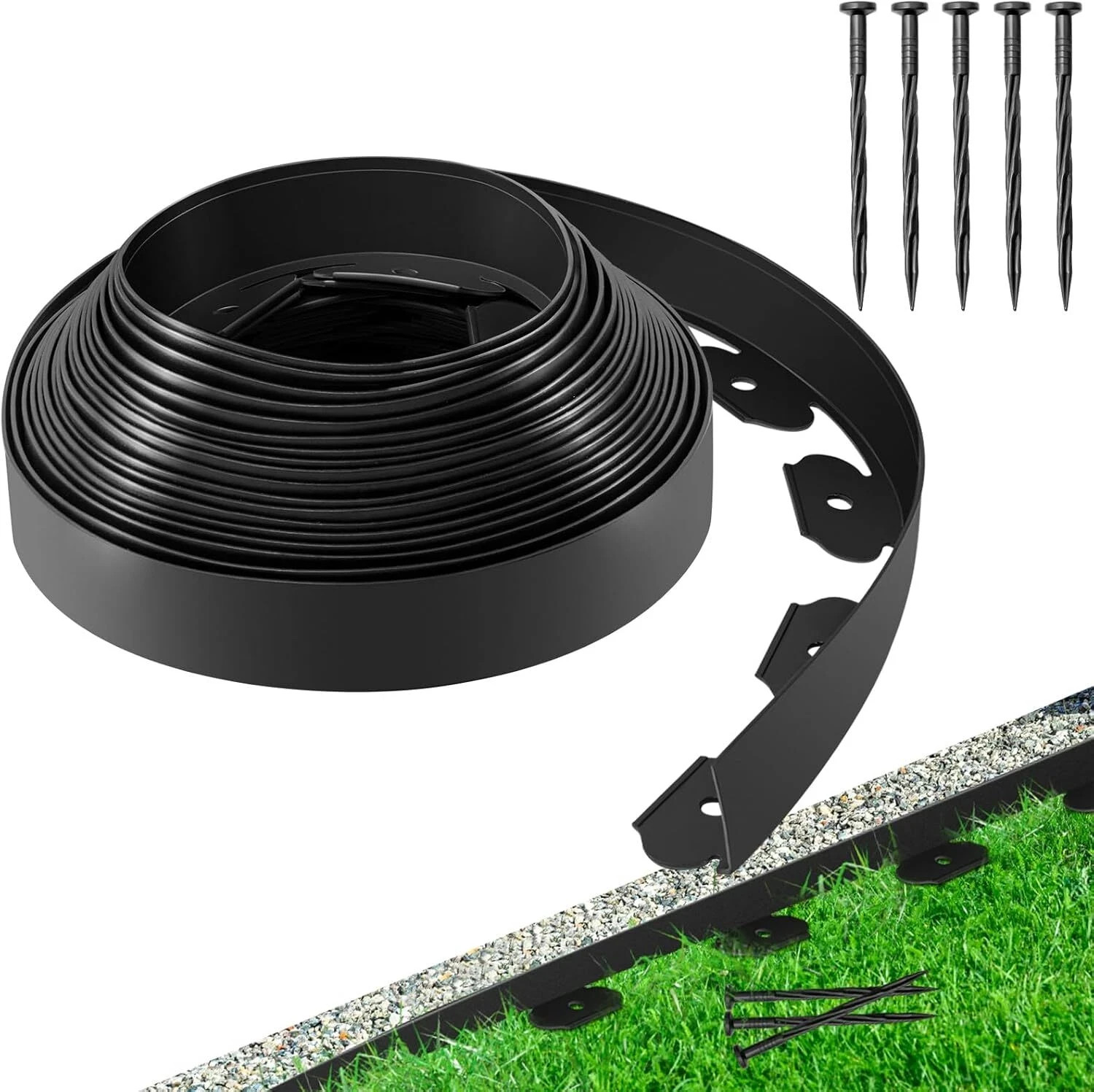 Black Lawn Border Edging Kit - 40 Feet Easy Installation Edg...
