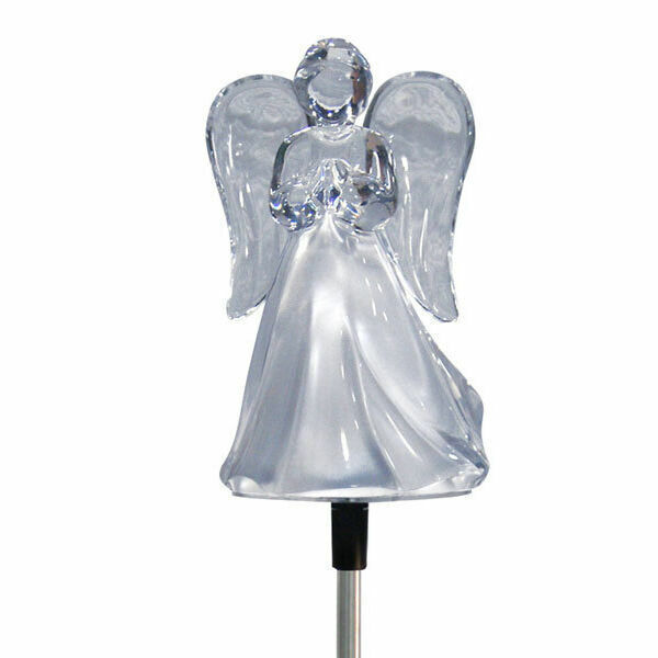Solar Powered Angel with Frosted Skirt, Color Changing LED L...
